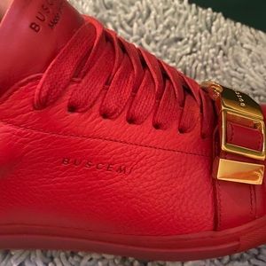 Buscemi Red leather & gold plated Low-top sneaker